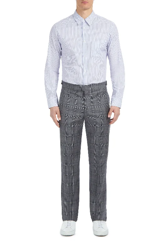 Sebastian Pant in Blue/Grey Check Virgin Wool