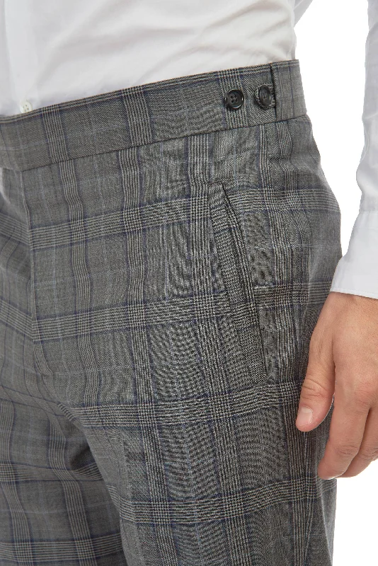 Sebastian Pant in Blue/Grey Check Virgin Wool