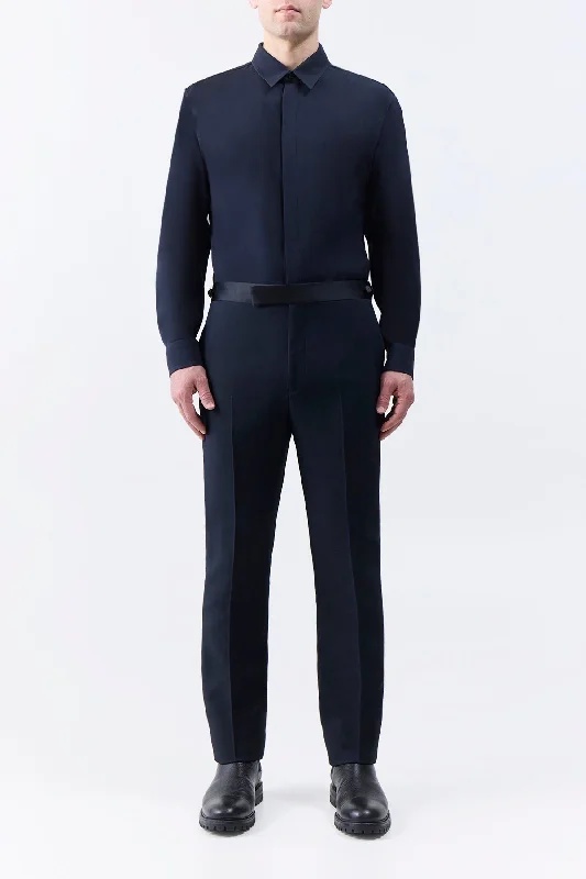 Simons Pant in Black Wool Silk Cady