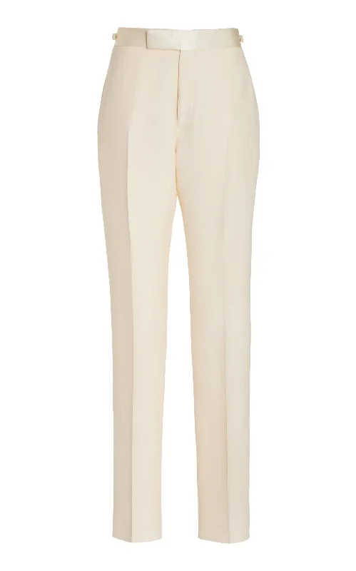 Simons Pant in Ivory Wool Silk Cady