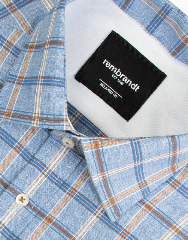 Sinatra Blue & Brown Check Shirt