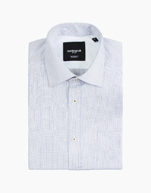 Sinatra Brown & Blue Micro-Check Shirt