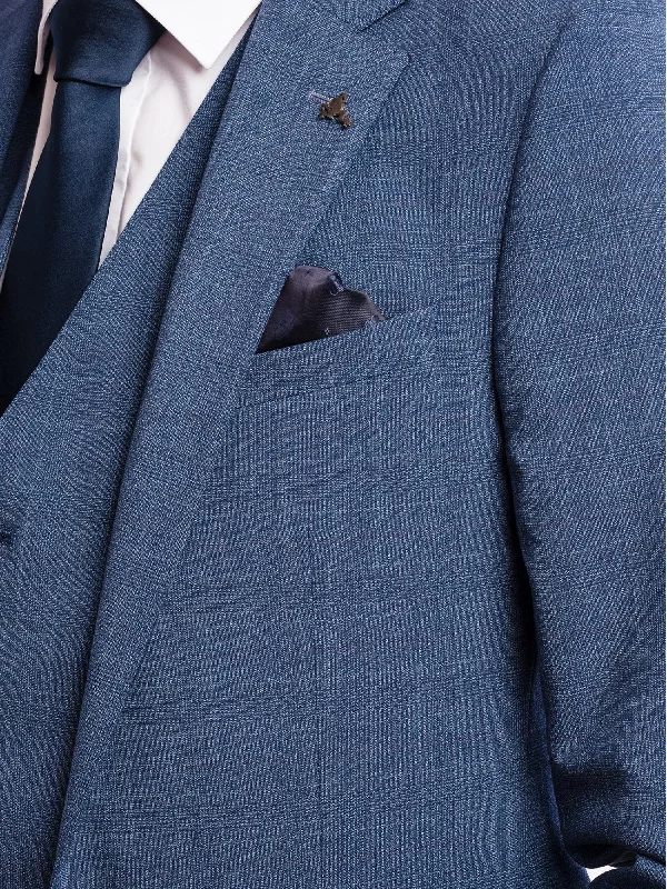 Slim Fit Blue Checked Suit