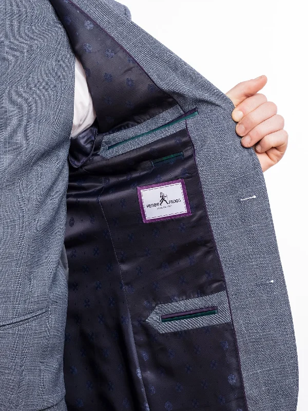 Slim Fit Blue/Grey Checked Suit