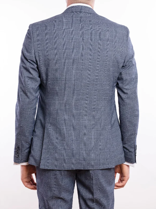 Slim Fit Blue/Grey Checked Suit