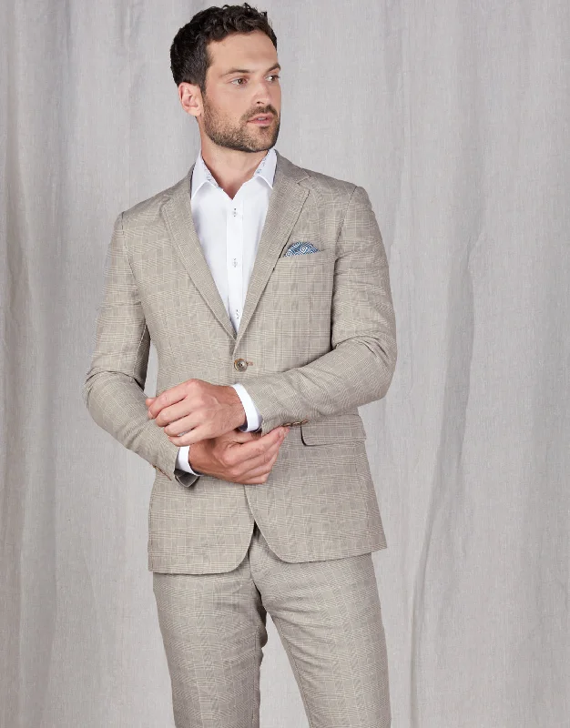 Split Beige & Grey Check Blazer