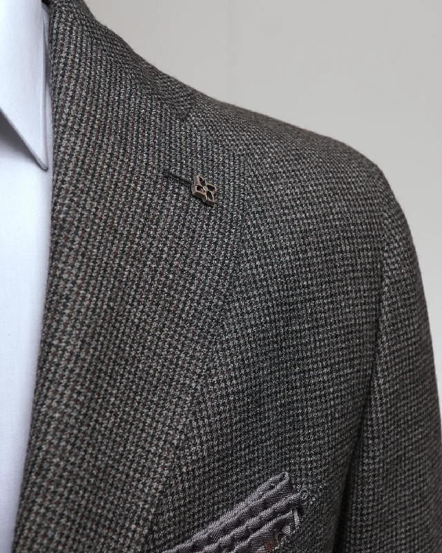 Black Brown And Grey Mini Houndstooth Soft Suit