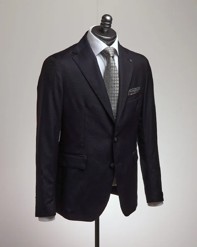 Wool & Silk Textured Navy Soft Suit