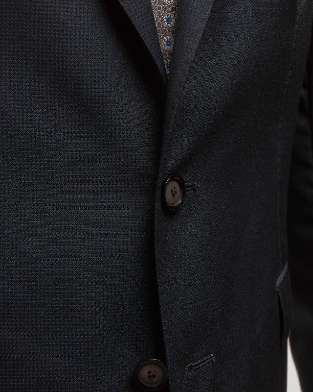 Wool & Silk Textured Navy Soft Suit