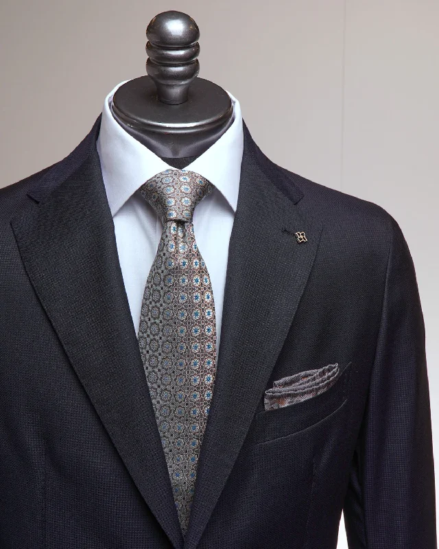 Wool & Silk Textured Navy Soft Suit