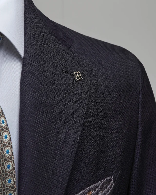 Wool & Silk Textured Navy Soft Suit