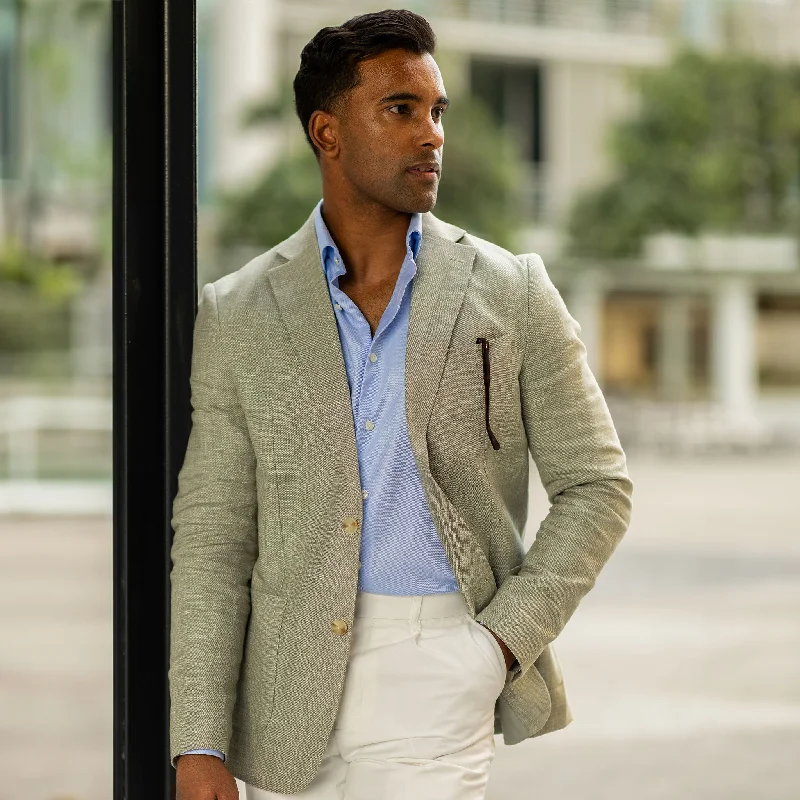 The Lorenzo Linen & Cotton Blazer Light Sage