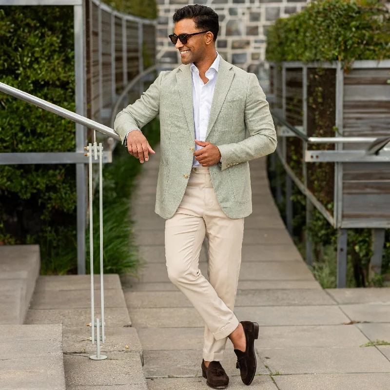 The Lorenzo Linen & Cotton Blazer Light Sage