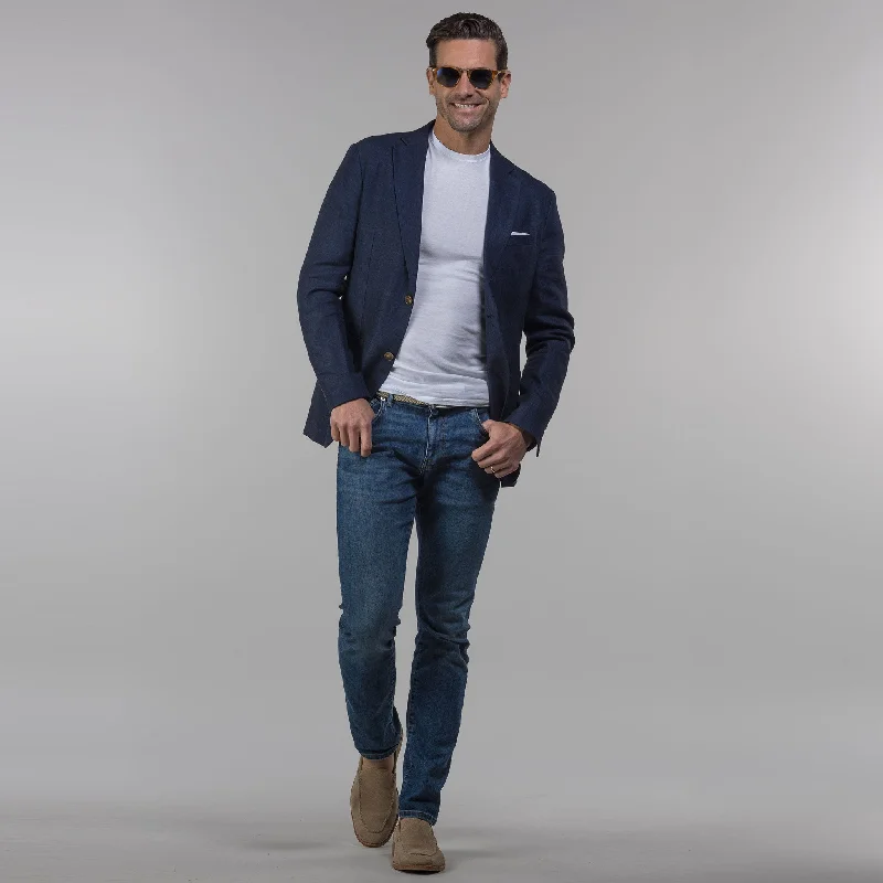 The Lorenzo Linen & Cotton Blazer Navy