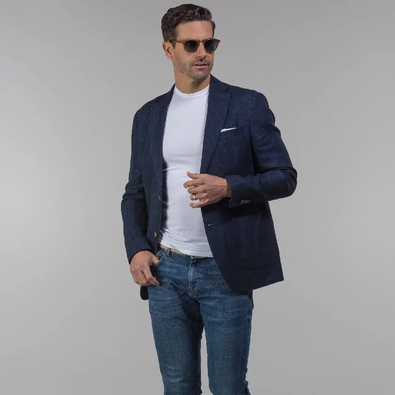 The Lorenzo Linen & Cotton Blazer Navy