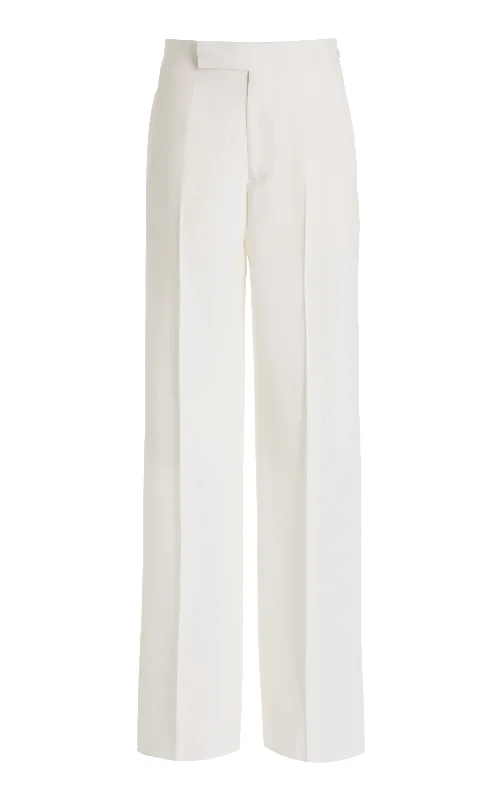 Vista Pant in Ivory Virgin Wool Twill