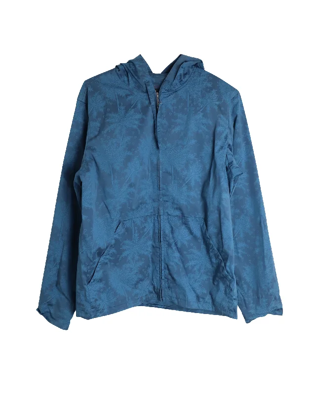 A.P.C. Bill Printed Hooded Jacket in Blue Cotton