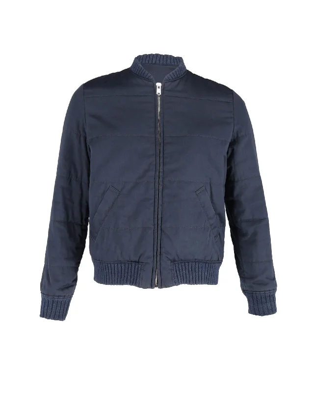 A.P.C. X Louis W. Bomber Jacket in Navy Blue Cotton