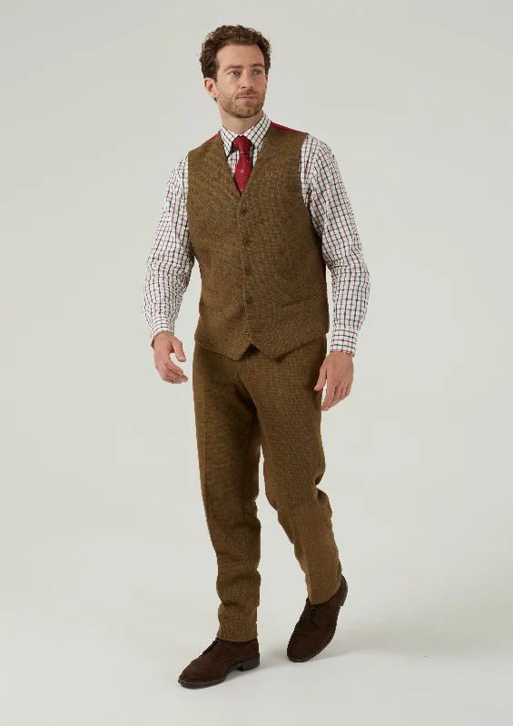 Combrook Men's Tweed Lined-Back Waistcoat In Hawthorn - Regular Fit