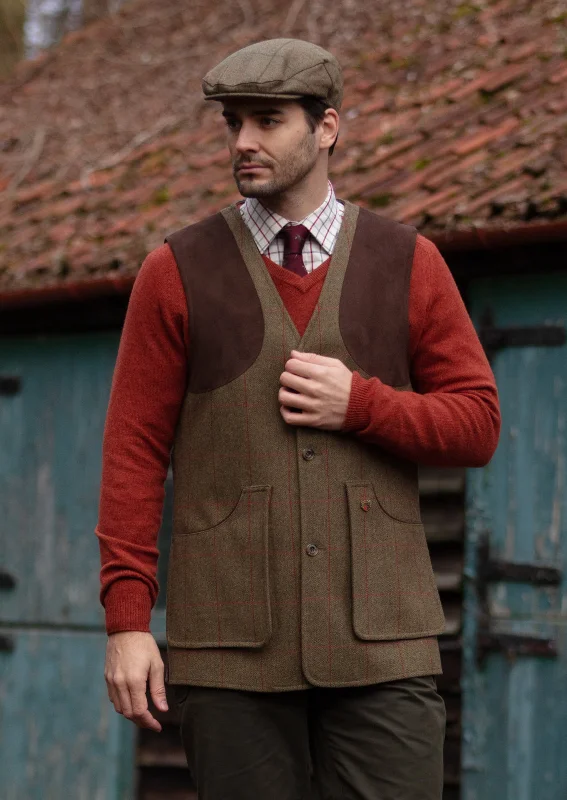 Combrook Men's Tweed Shooting Waistcoat in Sage - Shooting Fit