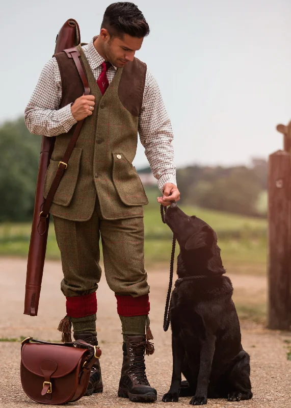 Combrook Men's Tweed Shooting Waistcoat in Sage - Shooting Fit