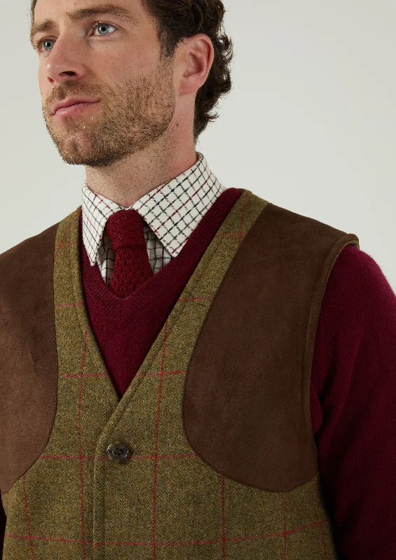 Combrook Men's Tweed Shooting Waistcoat in Sage - Shooting Fit