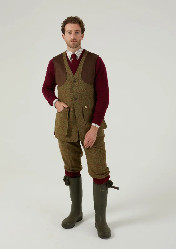 Combrook Men's Tweed Shooting Waistcoat in Sage - Shooting Fit