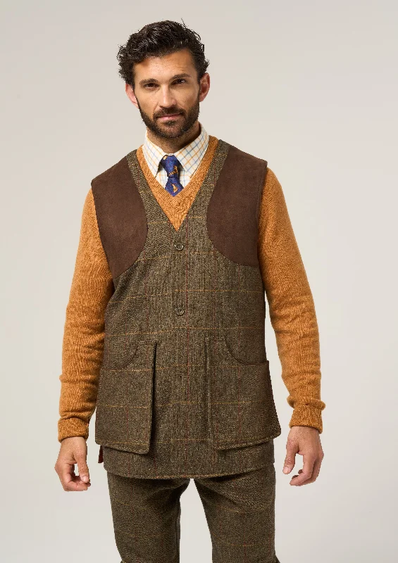 Combrook Men's Tweed Shooting Waistcoat in Teak - Shooting Fit