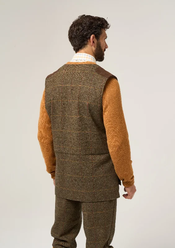 Combrook Men's Tweed Shooting Waistcoat in Teak - Shooting Fit