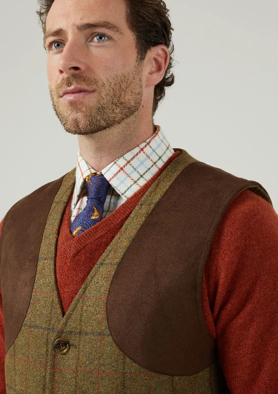 Combrook Men's Tweed Shooting Waistcoat in Thyme - Shooting Fit