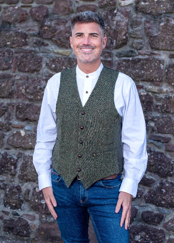 Donegal Tweed Green Waistcoat - Hatman