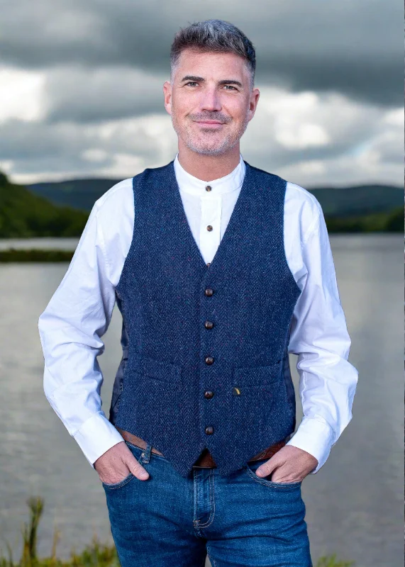 Donegal Tweed Navy Waistcoat - Hatman