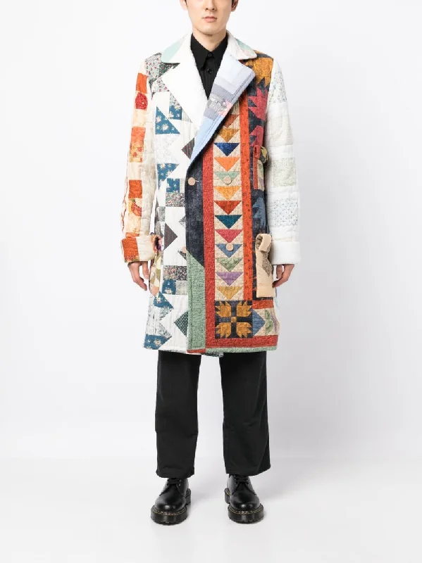 Double-Breasted Patchwork Coat