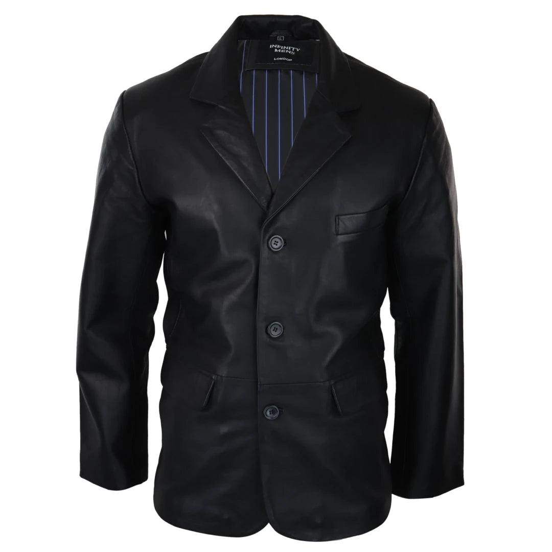 Men's Leather Jacket Black Classic Blazer