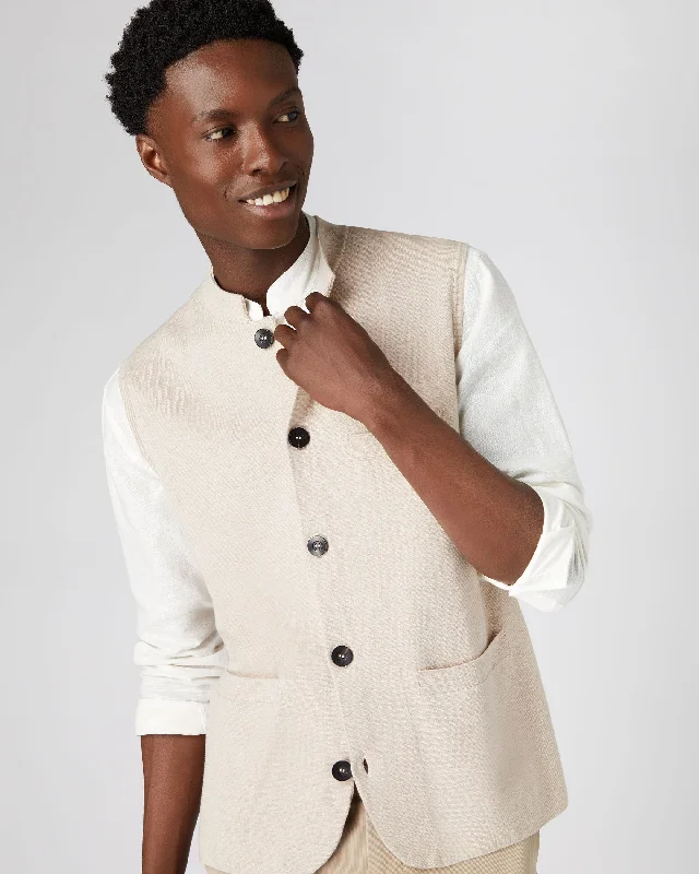 Men's Cotton Cashmere Waistcoat Sandstone Brown