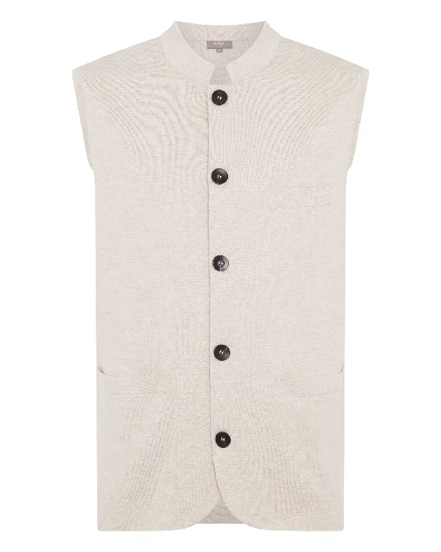 Men's Cotton Cashmere Waistcoat Sandstone Brown