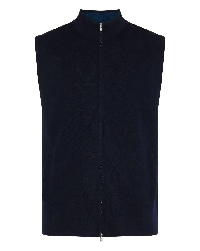 Men's Bayswater Fine Gauge Cashmere Gilet Navy Blue