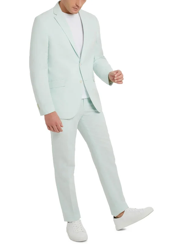 Mens Linen Blend 2PC Two-Button Suit