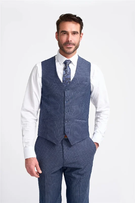 Men's Waistcoat Navy Check Tailored Fit Vest