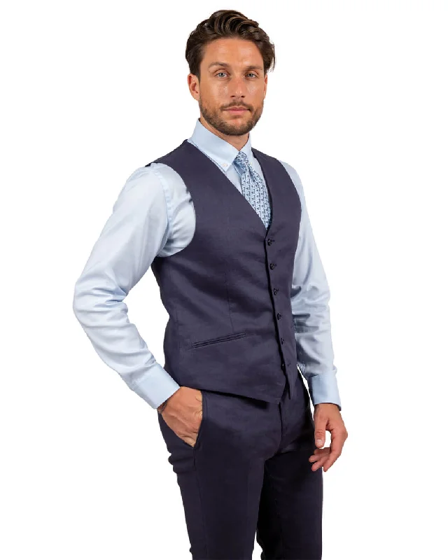 Navy Linen Waistcoat