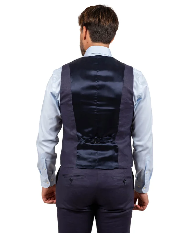 Navy Linen Waistcoat