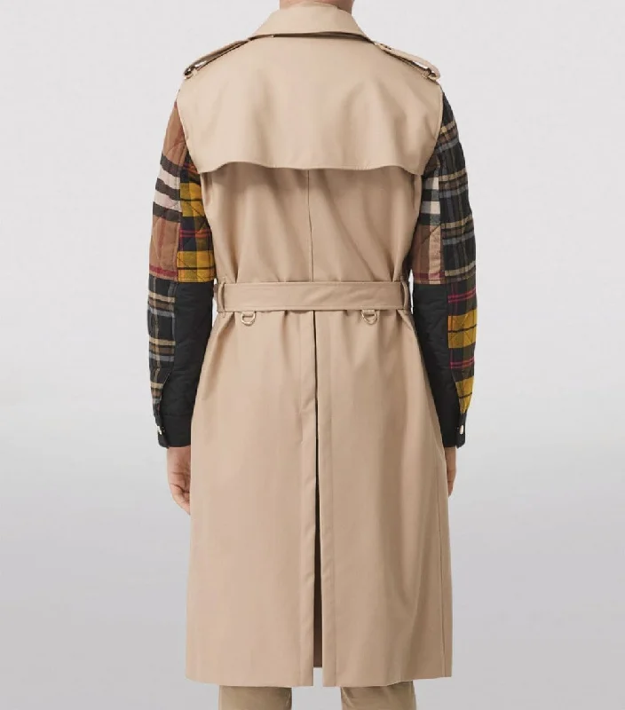 Patchwork-Check Trench Coat