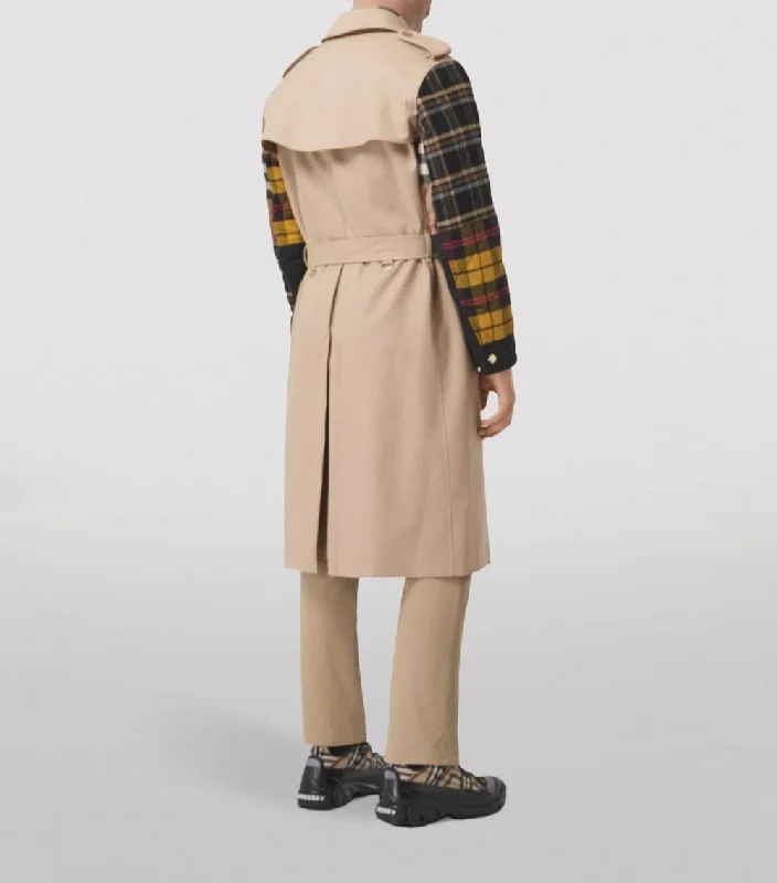 Patchwork-Check Trench Coat