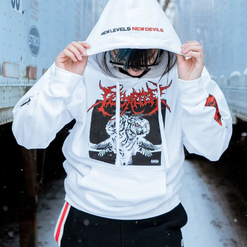 White Tiger • White • Pullover Hoodie