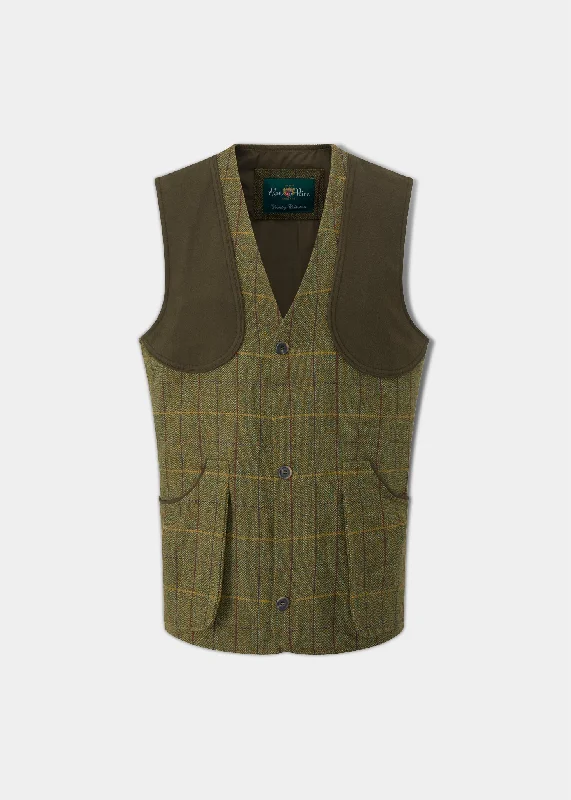 Rutland Men's Tweed Shooting Waistcoat In Green Ash - Shooting Fit