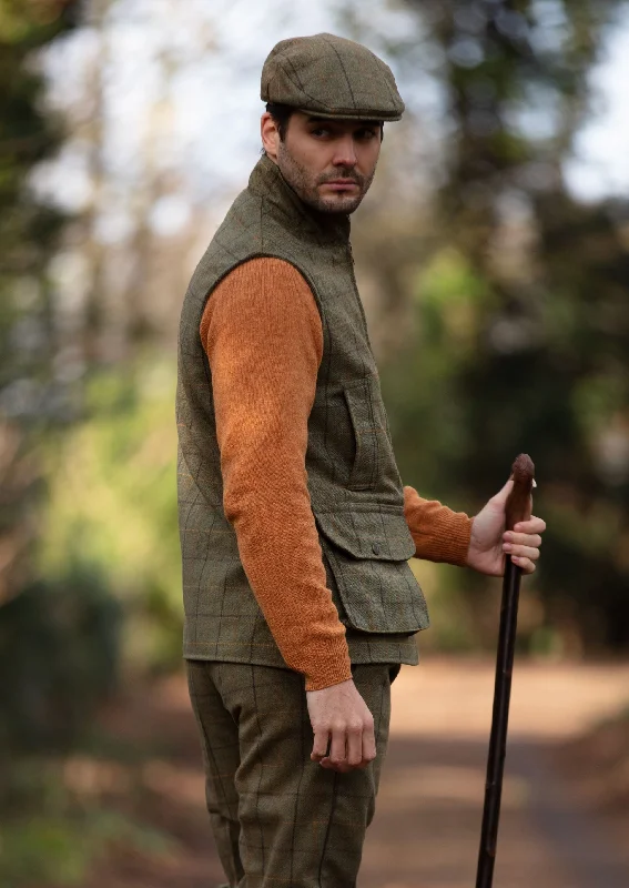 Rutland Men's Tweed Waistcoat In Dark Moss - Shooting Fit