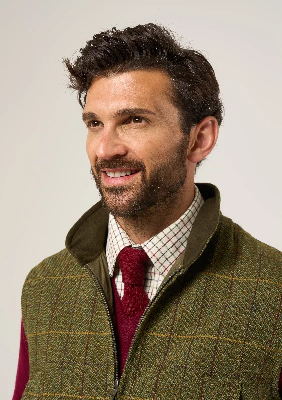 Rutland Men's Tweed Waistcoat In Green Ash - Shooting Fit