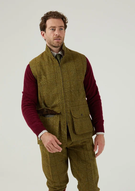 Rutland Men's Tweed Waistcoat In Lichen - Shooting Fit