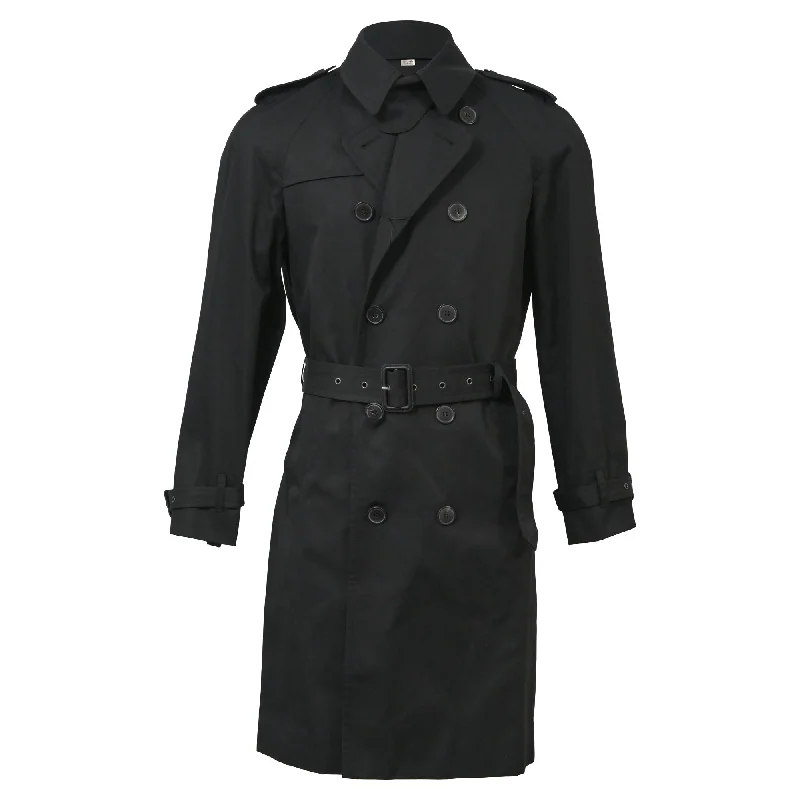 Saint Laurent Classic Double-Breasted Trench Coat in Black Cotton