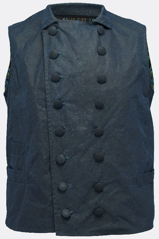 SHEPPARD WAISTCOAT IN NAVY WAXED COTTON